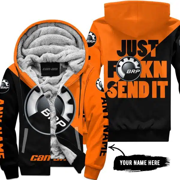 Just Fkcn Send It - 3d All Over Printed - Can Am Orange - Fleece Zip Hoodie