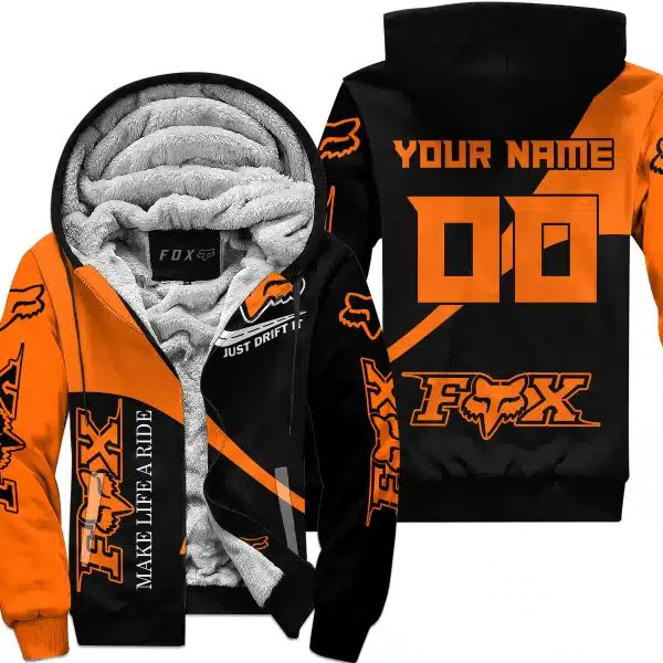 Make Life A Ride Just Send It – Fox – Orange - Fleece Zip Hoodie