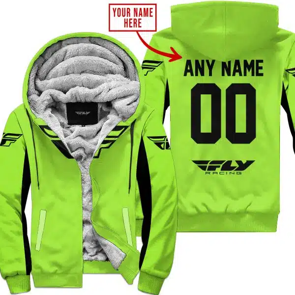 Custom Name Racing - Limited Edition - Fly Racing- Green 1 V2 - Fleece Zip Hoodie