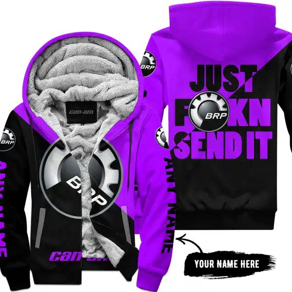 Just Fkcn Send It - 3d All Over Printed - Can Am Purple - Fleece Zip Hoodie