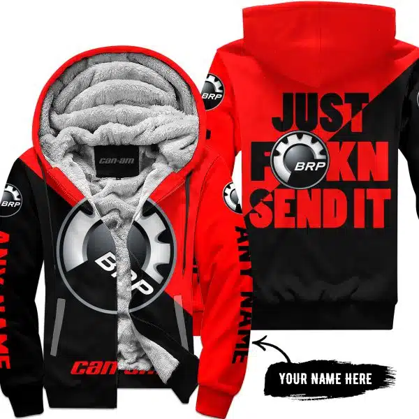 Just Fkcn Send It - 3d All Over Printed - Can Am Red - Fleece Zip Hoodie