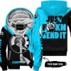 Just Fkcn Send It - 3d All Over Printed - Can Am Sky Blue - Fleece Zip Hoodie