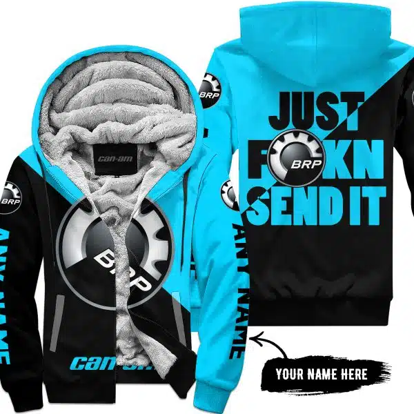 Just Fkcn Send It - 3d All Over Printed - Can Am Sky Blue - Fleece Zip Hoodie