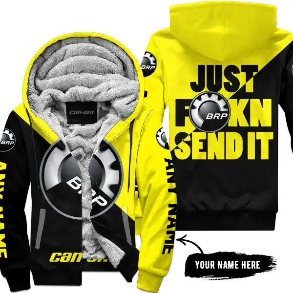Just Fkcn Send It - 3d All Over Printed - Can Am Yellow - Fleece Zip Hoodie