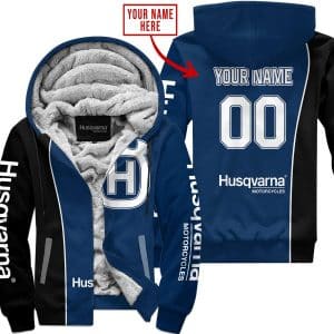 Limited Edition - Custom Name Motocrocss V2 - Husqvarna - Navy - Fleece Zip Hoodie