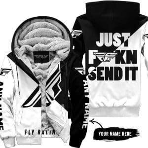 Just Fkcn Send It - 3d All Over Printed - Fly Racing Black - Fleece Zip Hoodie