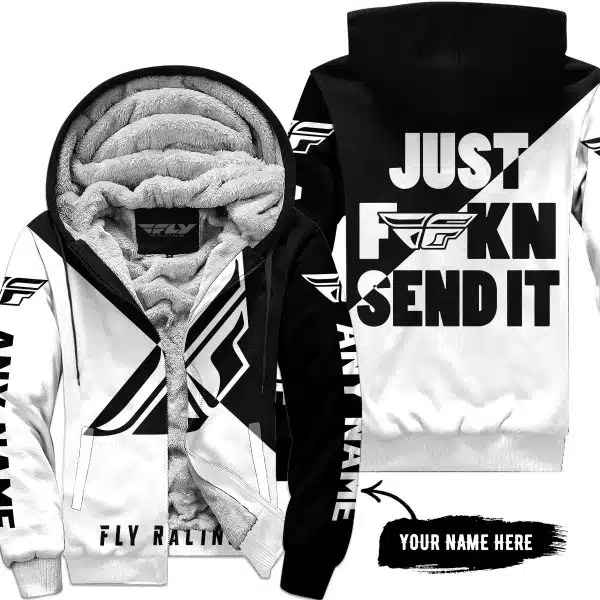 Just Fkcn Send It - 3d All Over Printed - Fly Racing Black - Fleece Zip Hoodie