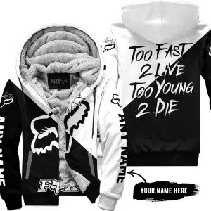 Too Fast To Live Too Young To Die – 3d All Over Printed – Fox Racing Girl – White - Fleece Zip Hoodie