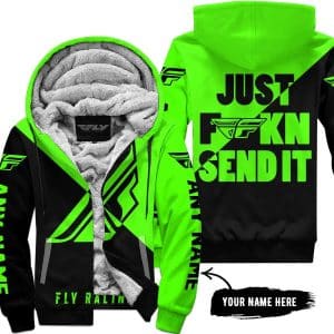 Just Fkcn Send It - 3d All Over Printed - Fly Racing Green - Fleece Zip Hoodie