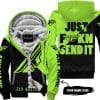 Just Fkcn Send It - 3d All Over Printed - Fly Racing Green 1 - Fleece Zip Hoodie