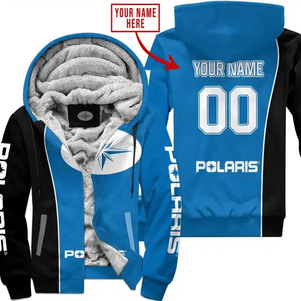 Limited Edition - Custom Name Motocrocss V2 - Polaris - Blue - Fleece Zip Hoodie