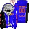 Limited Edition - Custom Name Motocrocss V2 - Red Bull - Blue - Fleece Zip Hoodie