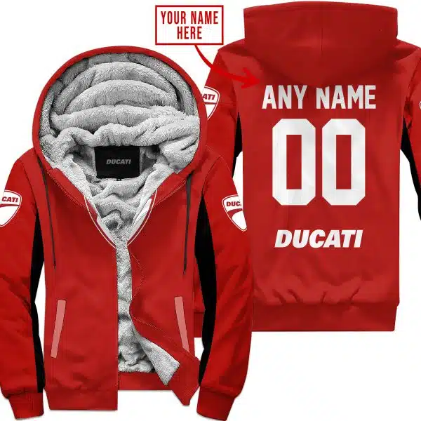 Custom Name Racing - Limited Edition - Ducati - Red V2 - Fleece Zip Hoodie