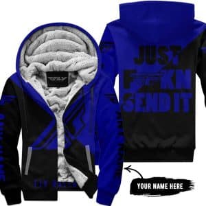 Just Fkcn Send It - 3d All Over Printed - Fly Racing Navy - Fleece Zip Hoodie