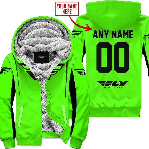 Custom Name Racing - Limited Edition - Fly Racing- Green V2 - Fleece Zip Hoodie