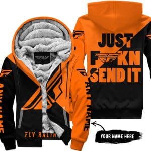 Just Fkcn Send It - 3d All Over Printed - Fly Racing Orange - Fleece Zip Hoodie