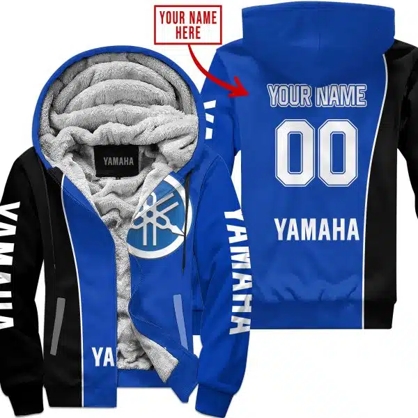 Limited Edition - Custom Name Motocrocss V2 - Yamaha - Blue - Fleece Zip Hoodie