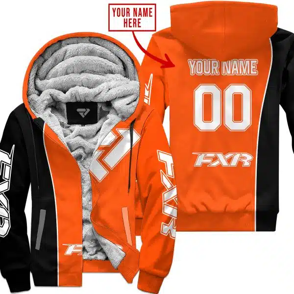 Limited Edition - Custom Name Motocrocss V2 - Fxr - Orange - Fleece Zip Hoodie