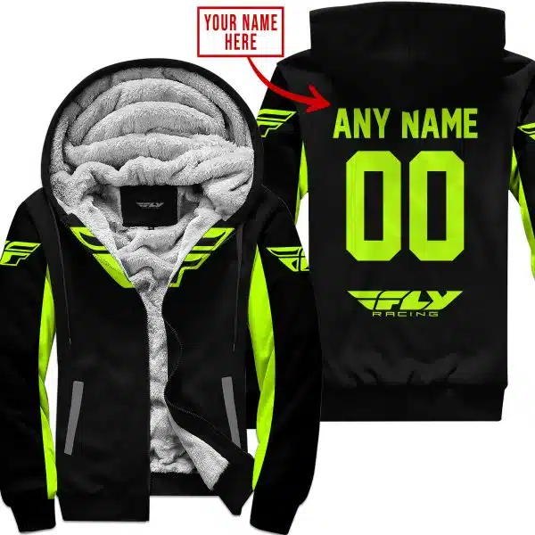 Custom Name Racing - Limited Edition - Fly Racing- Neon - Fleece Zip Hoodie