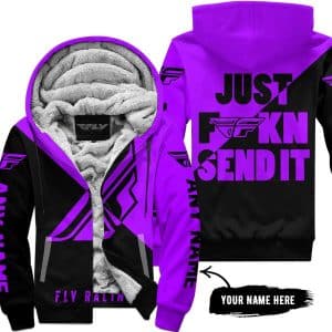 Just Fkcn Send It - 3d All Over Printed - Fly Racing Purple - Fleece Zip Hoodie