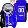 Limited Edition - Custom Name Motocrocss V2 - Fox Racing - Black Blue - Fleece Zip Hoodie