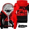 Just Fkcn Send It - 3d All Over Printed - Fly Racing Red - Fleece Zip Hoodie