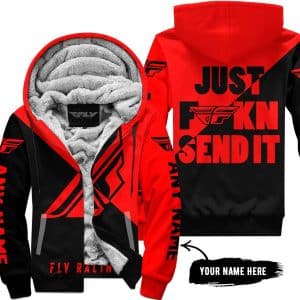 Just Fkcn Send It - 3d All Over Printed - Fly Racing Red - Fleece Zip Hoodie