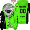 Limited Edition - Custom Name Motocrocss V2 - Fox Racing - Black Green - Fleece Zip Hoodie