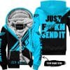 Just Fkcn Send It - 3d All Over Printed - Fly Racing Sky Blue - Fleece Zip Hoodie