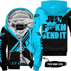 Just Fkcn Send It - 3d All Over Printed - Fly Racing Sky Blue - Fleece Zip Hoodie