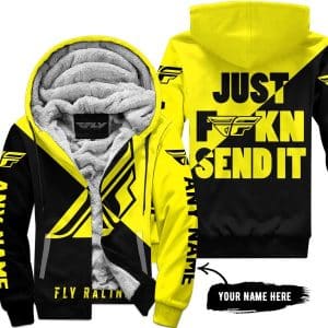 Just Fkcn Send It - 3d All Over Printed - Fly Racing Yellow - Fleece Zip Hoodie