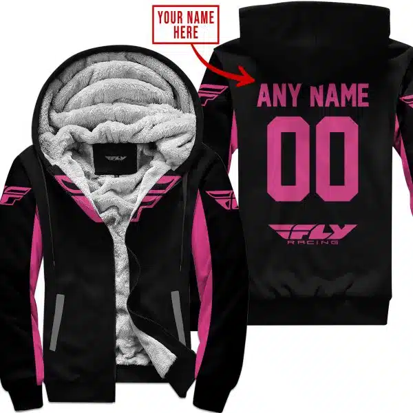 Custom Name Racing - Limited Edition - Fly Racing- Pink 1 - Fleece Zip Hoodie