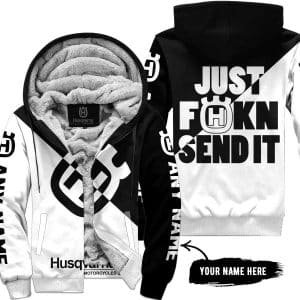 Just Fkcn Send It - 3d All Over Printed - Husqvarna Black - Fleece Zip Hoodie