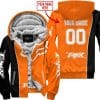 Limited Edition - Custom Name Motocrocss V2 - Fox Racing - Black Orange - Fleece Zip Hoodie