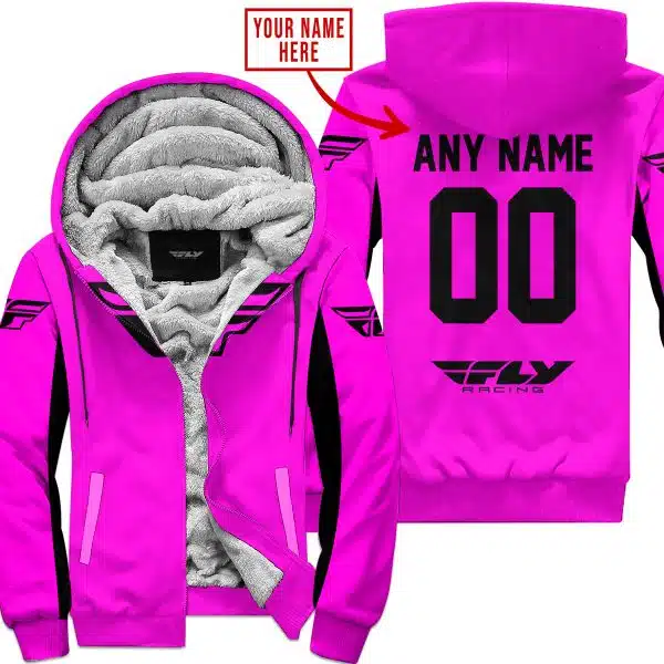 Custom Name Racing - Limited Edition - Fly Racing- Pink V2 - Fleece Zip Hoodie