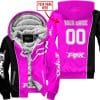 Limited Edition - Custom Name Motocrocss V2 - Fox Racing - Black Pink - Fleece Zip Hoodie