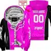 Limited Edition - Custom Name Motocrocss V2 - Fox Racing - Black Pink - Fleece Zip Hoodie