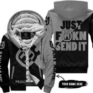 Just Fkcn Send It - 3d All Over Printed - Husqvarna Grey - Fleece Zip Hoodie