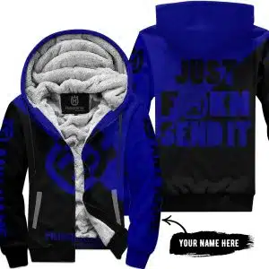 Just Fkcn Send It - 3d All Over Printed - Husqvarna Navy - Fleece Zip Hoodie