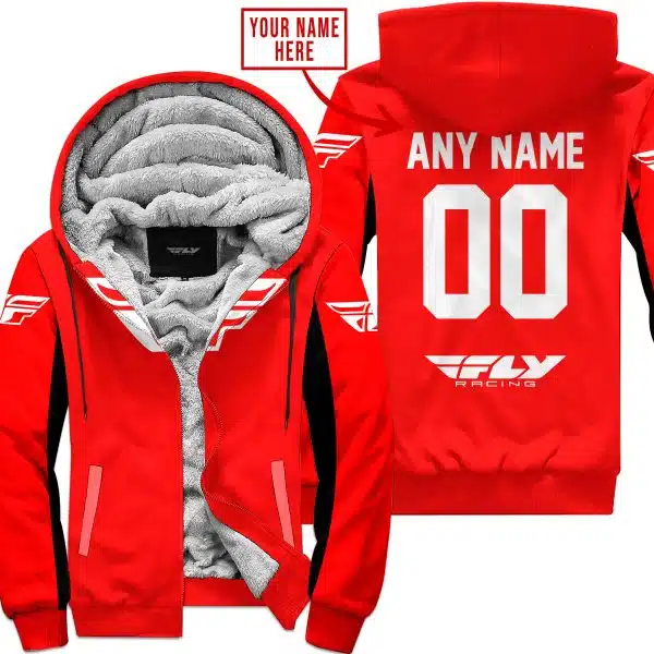 Custom Name Racing - Limited Edition - Fly Racing- Red V2 - Fleece Zip Hoodie