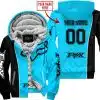 Limited Edition - Custom Name Motocrocss V2 - Fox Racing - Black Sky Blue - Fleece Zip Hoodie