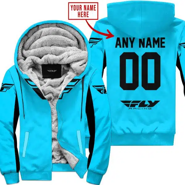 Custom Name Racing - Limited Edition - Fly Racing- Sky Blue V2 - Fleece Zip Hoodie