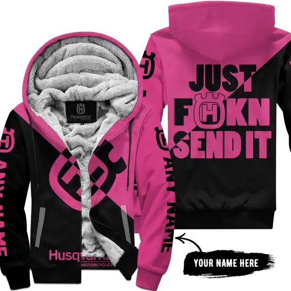 Just Fkcn Send It - 3d All Over Printed - Husqvarna Pink 1 - Fleece Zip Hoodie