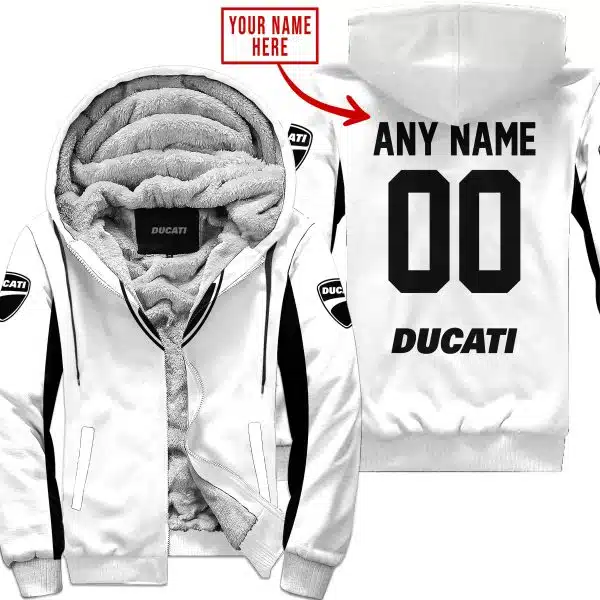 Custom Name Racing - Limited Edition - Ducati - White V2 - Fleece Zip Hoodie