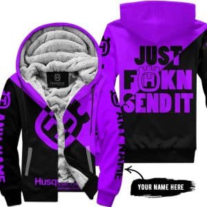 Just Fkcn Send It - 3d All Over Printed - Husqvarna Purple - Fleece Zip Hoodie