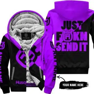Just Fkcn Send It - 3d All Over Printed - Husqvarna Purple - Fleece Zip Hoodie