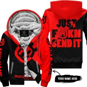 Just Fkcn Send It - 3d All Over Printed - Husqvarna Red - Fleece Zip Hoodie