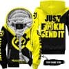 Just Fkcn Send It - 3d All Over Printed - Husqvarna Yellow - Fleece Zip Hoodie