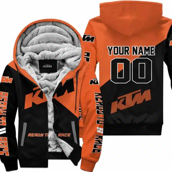 Premium Gift - Custom Name - Ktm - Orange - Fleece Zip Hoodie