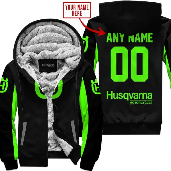 Custom Name Racing - Limited Edition - Husqvarna - Green - Fleece Zip Hoodie